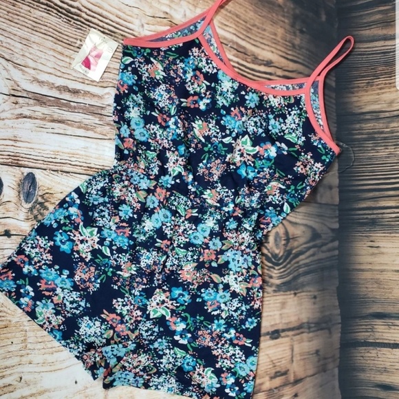 Floral Romper One Piece Shorts Outfit Sleep PJ - Picture 2 of 8